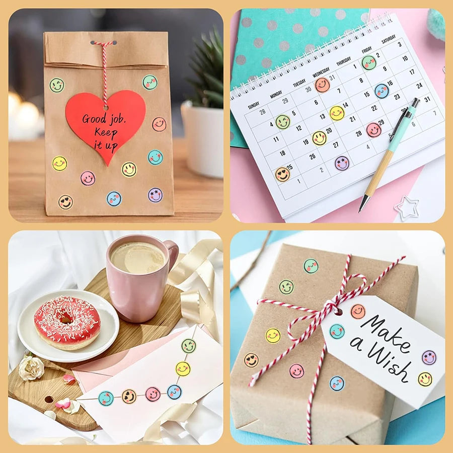 Colorful Round Face Stickers Pastel Gradient Expressions