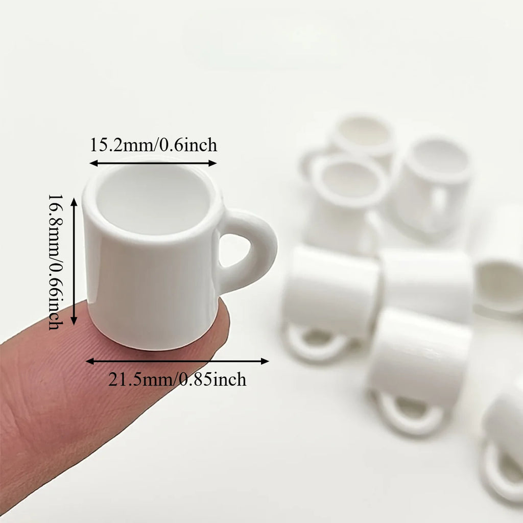 1:12 Miniature Coffee Mugs – Resin Dollhouse Tableware Set