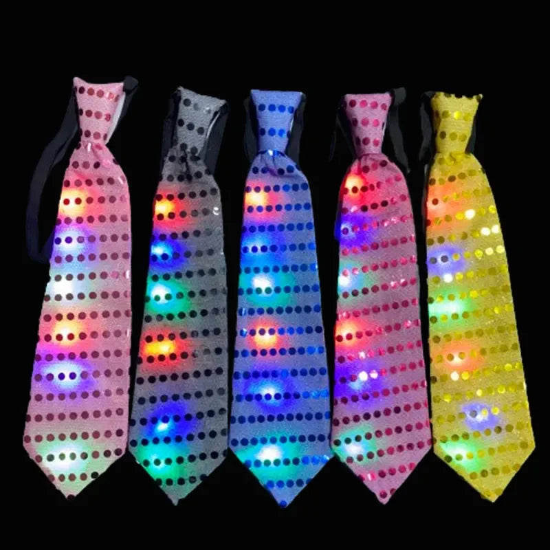 LED Light Up Sequin Necktie Mens Bow Ties Tie Club Party Women