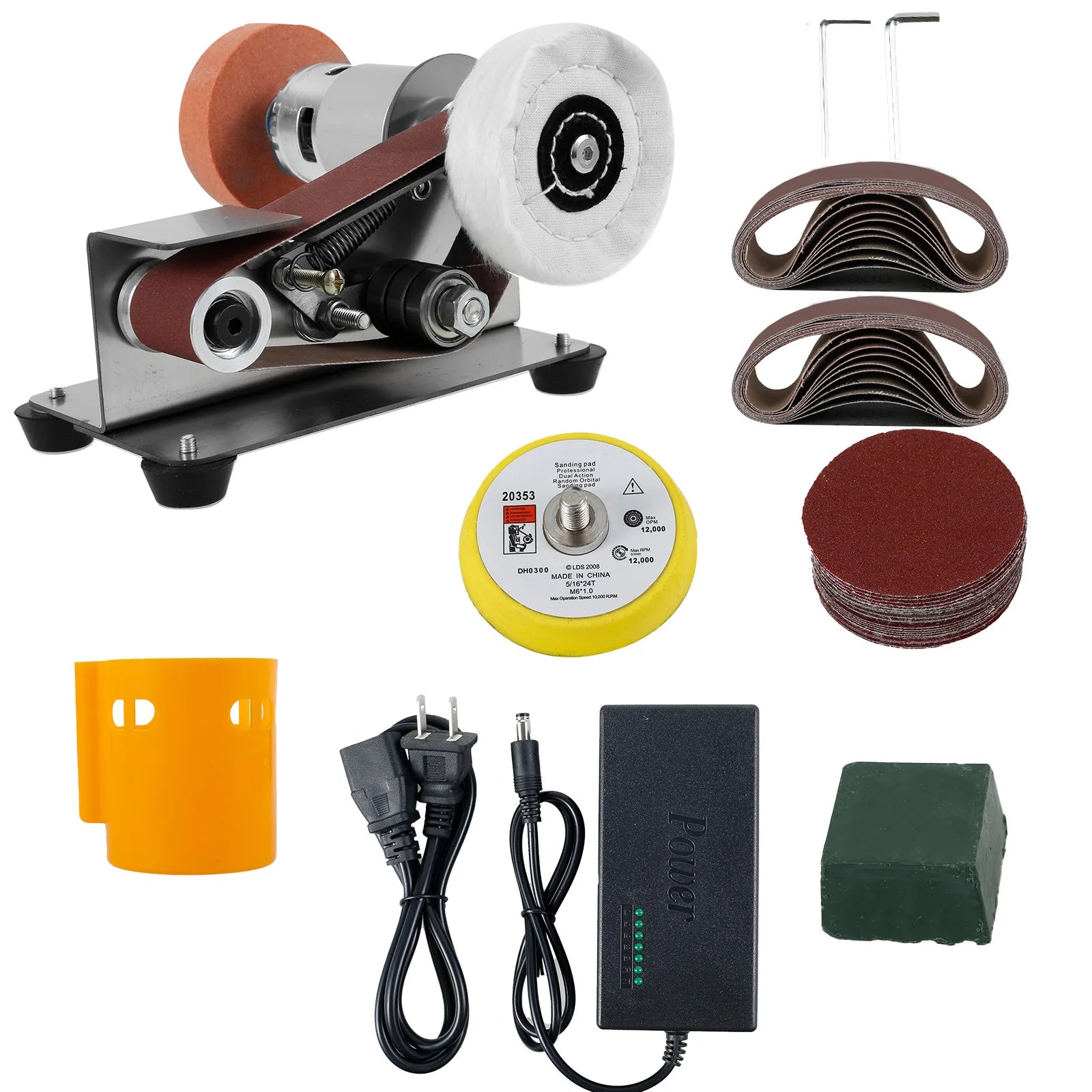 110-220V Electric Belt Sander DIY Polishing Grinding Machine Cutter Edges Sharpener US Plug Multifunction Power Tool Sandbelt Zpaxo