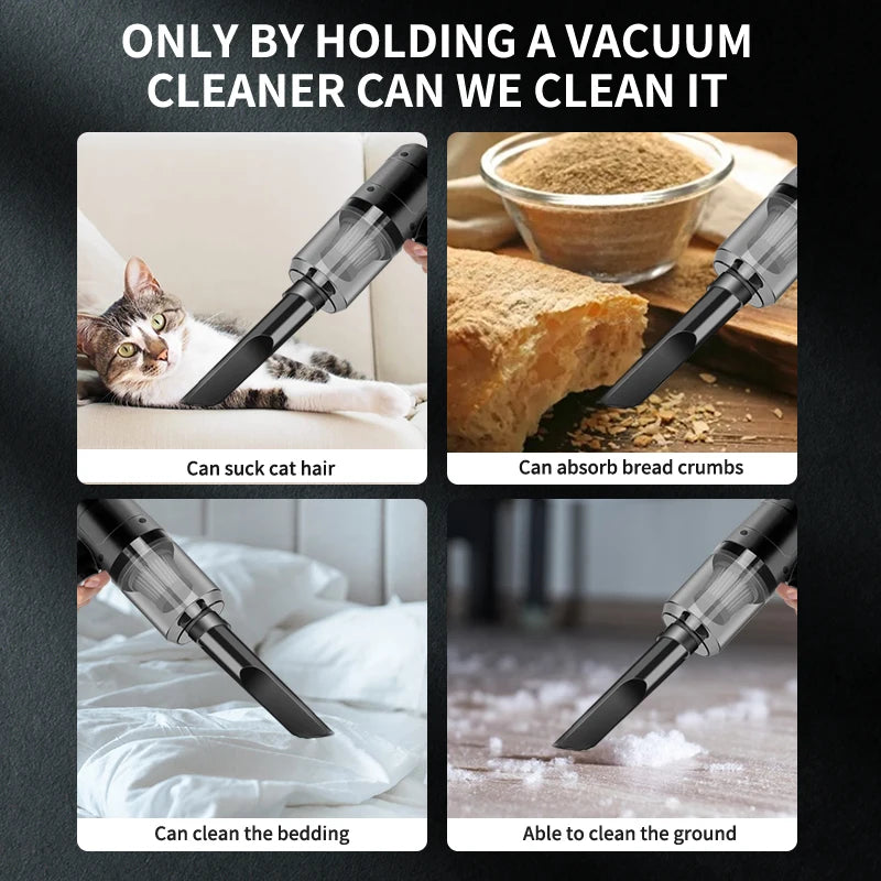 Portable Cordless Handheld Car Vacuum Cleaner Dual Use Blowing & Suction with Multi-Nozzles for Car Home Pet Office Zpaxo