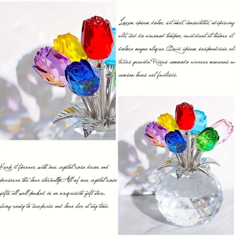 Colourful Rose Bouquet Anniversary Mother's Day Valentine's Crystal