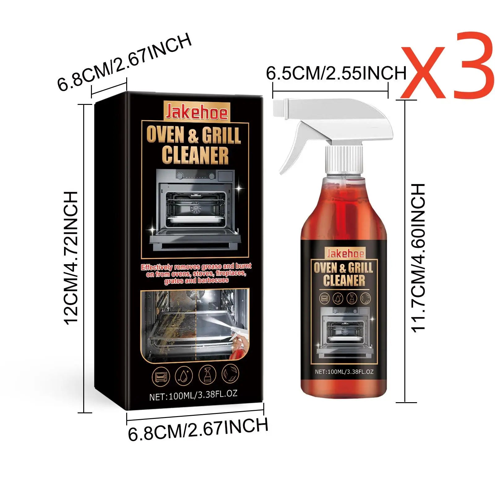 JAKEHOE Oven & Stove Foam Cleaner – Cuts Grease & Grime Fast Oven Foam Cleaner Zpaxo 300ml boxed