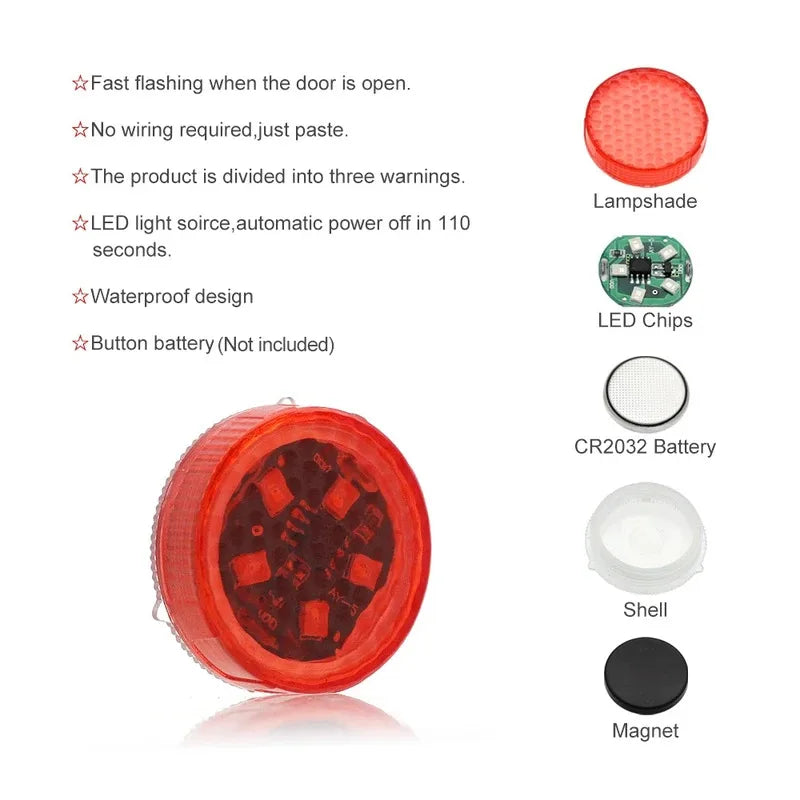 LED Car Door Warning Strobe Lights – Magnetic Sensor | 1/2/4pcs