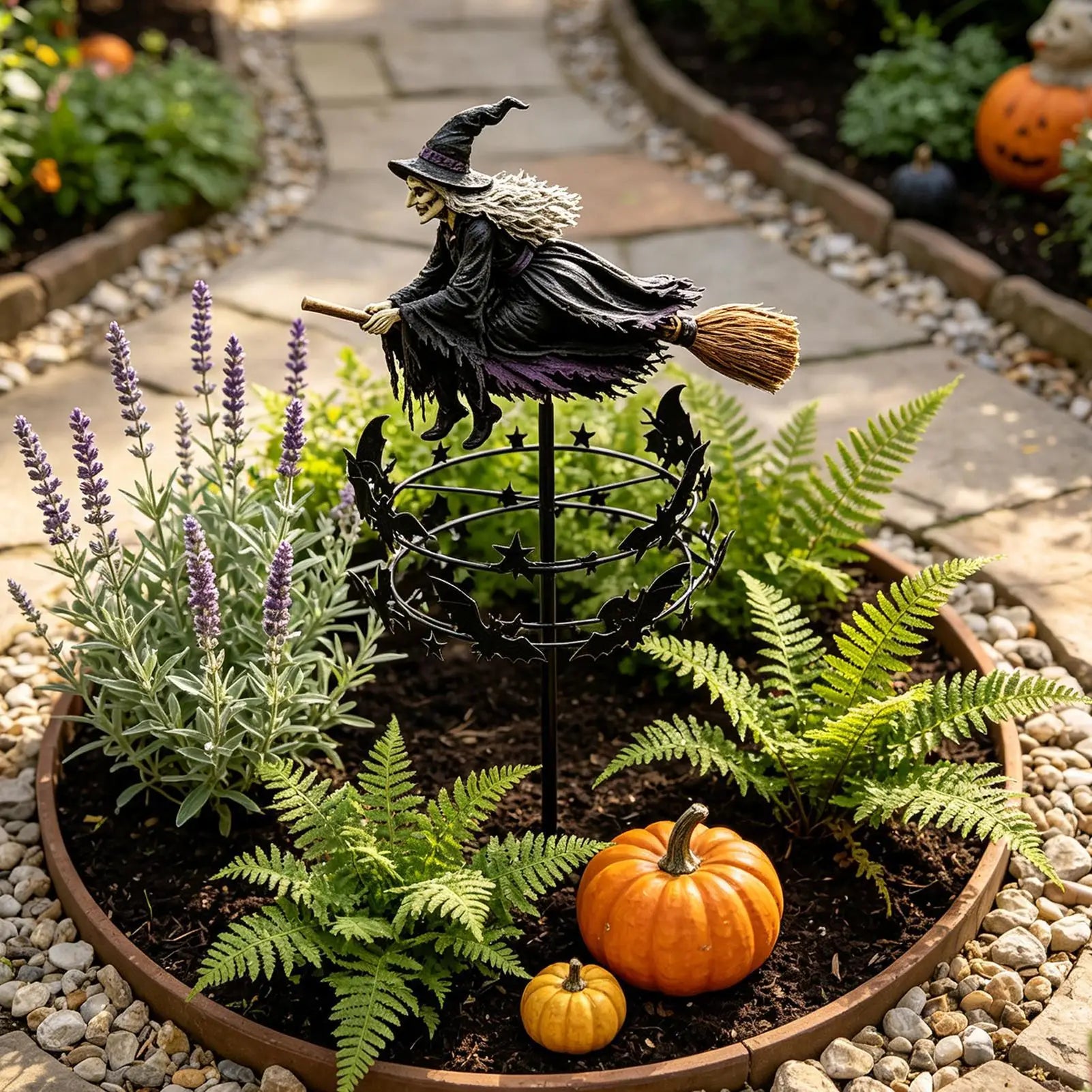 Witch Garden Wind Spinner Bats Design Decorative Pinwheels Yard