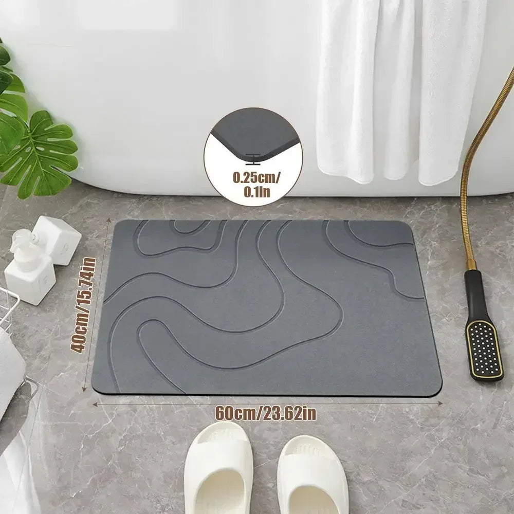 New Diatomite Bath Mat Non-slip Bathroom Rug Water Absorption Quick Drying Bathtub Floor Mats Shower Room Entrance Doormat Zpaxo Dark Gray