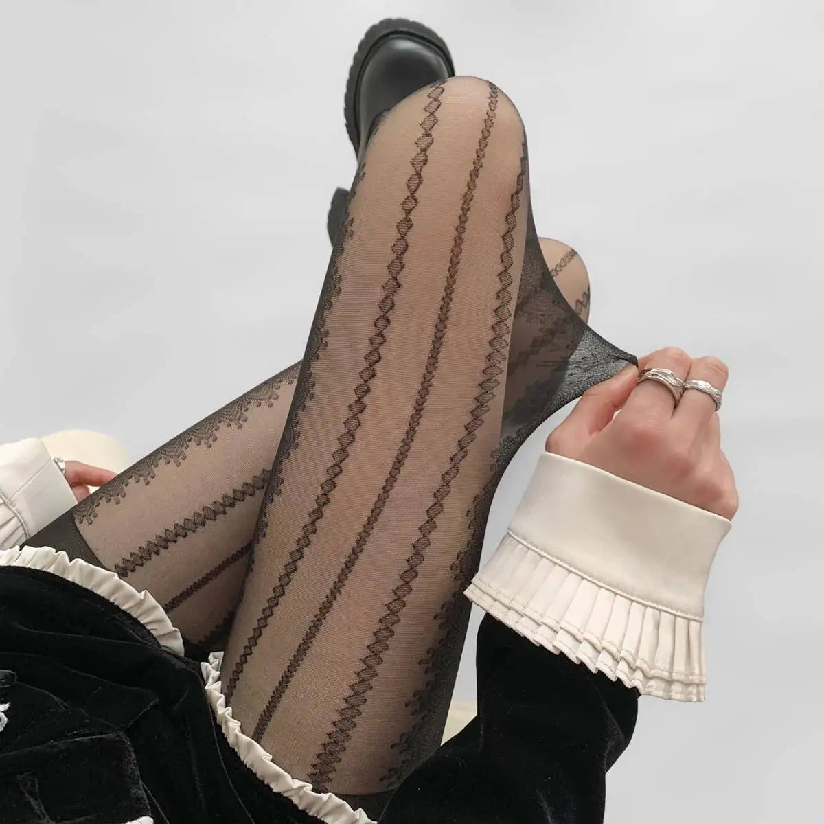 Sexy Women Pantyhose Geometric Striped Stocking Ultra-thin Summer