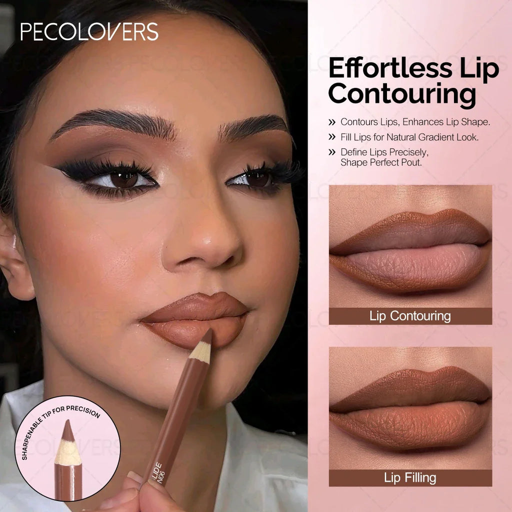 1PC 6 Colors Nude Brown Lip Liner Makeup - Waterproof And Smudge-Proof Matte Pencil, Long-Lasting And Durable Zpaxo