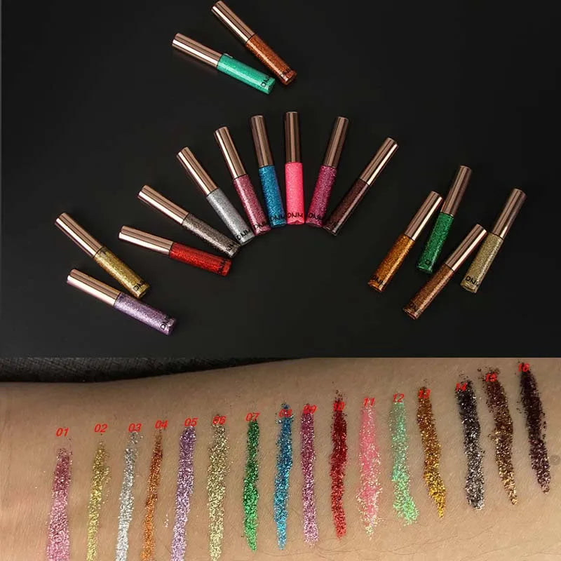 16 Colors Diamond Liquid Eyeliner Professional Silver Green Shiny