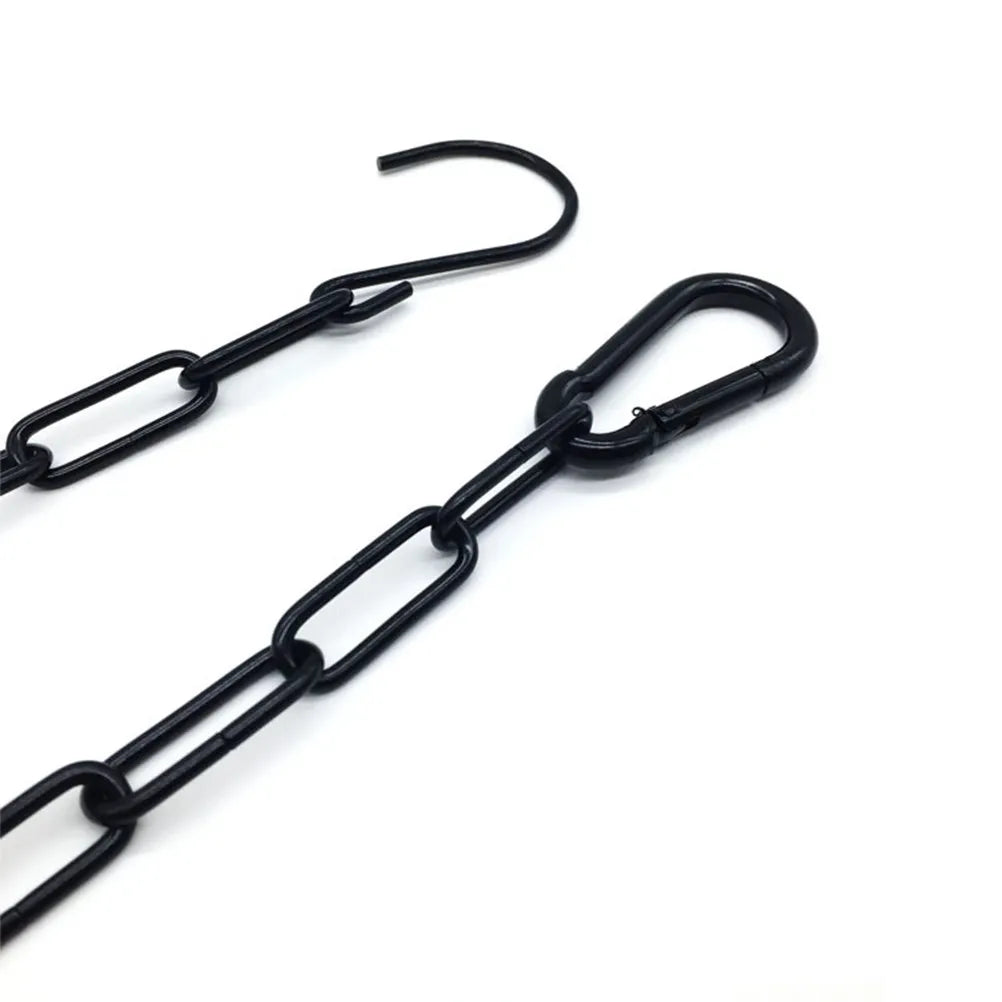 2Sets Heavy Duty Iron Hanging Chain Black Coated Adjustable Hooks