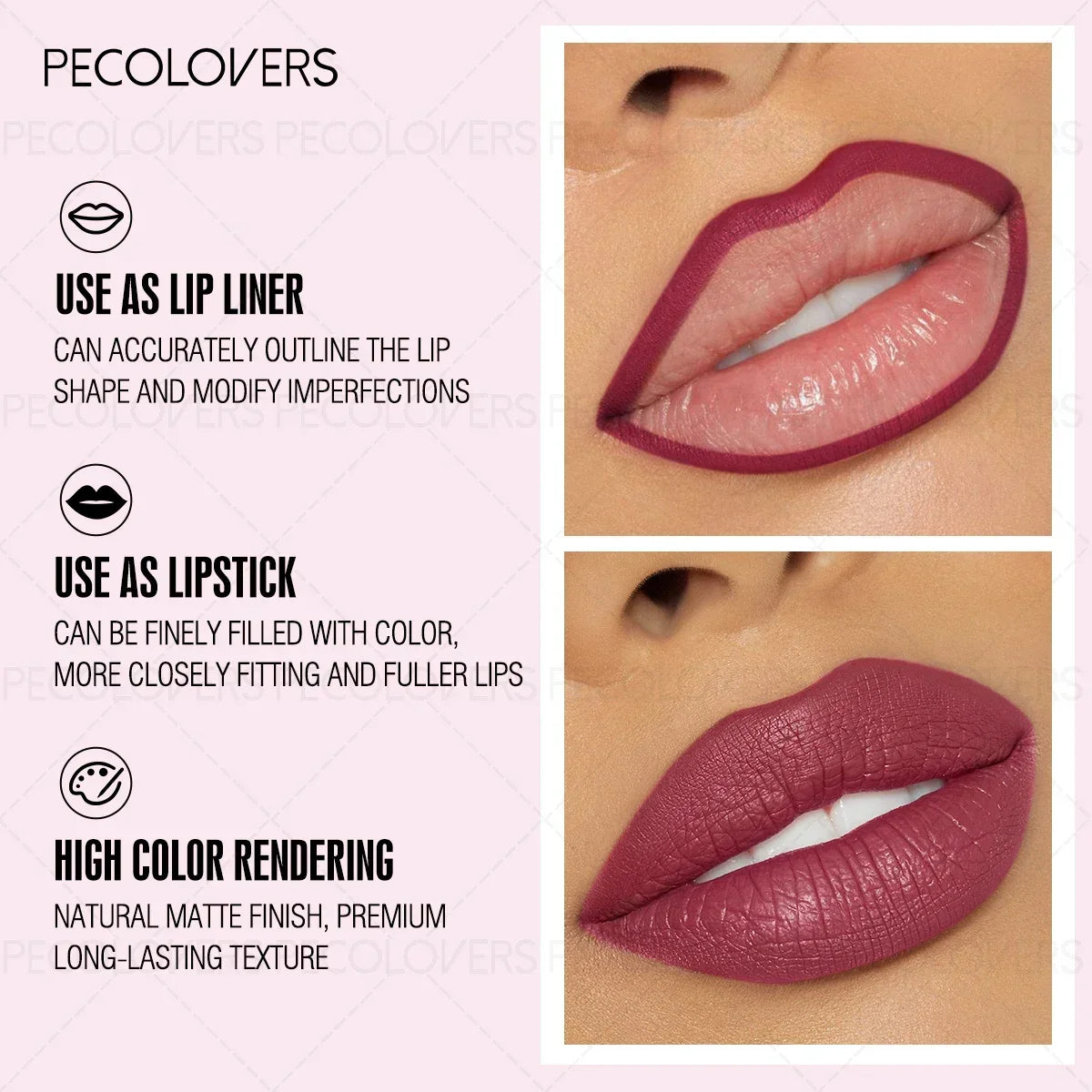 Long-lasting Waterproof Lip Liner Pen Easy Coloring Great Rendering Zpaxo