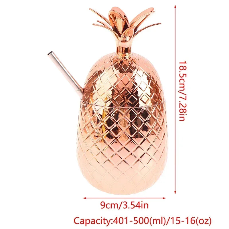 450ml Pineapple Cocktail Cup with Stainless Steel Straw Novelty Cocktail Cup Zpaxo