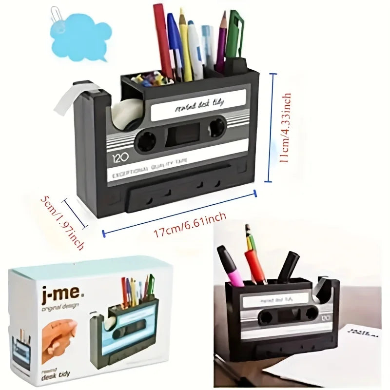 Retro Cassette Distributor Pen Holder Office Supplies Storage Box