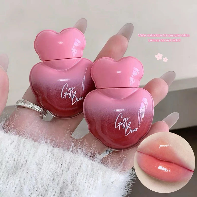 Love Heart Mirror Water Light Lip Gloss Long-lasting Shimmer Moisturizing Smooth Lip Glaze Easy To Color Non-stick Lip Makeup Zpaxo