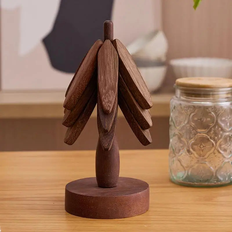 Tree Design Stand Wooden Trivets Anti Scald Heat Resistant Table Mat Coaster Wood Placemats Pot Kitchen Accessories Zpaxo