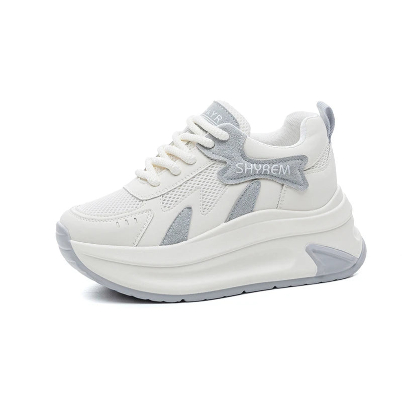 Womens White Mesh Sneakers Breathable Chunky Platform Height Zpaxo 2562 Grey 35 China Mainland