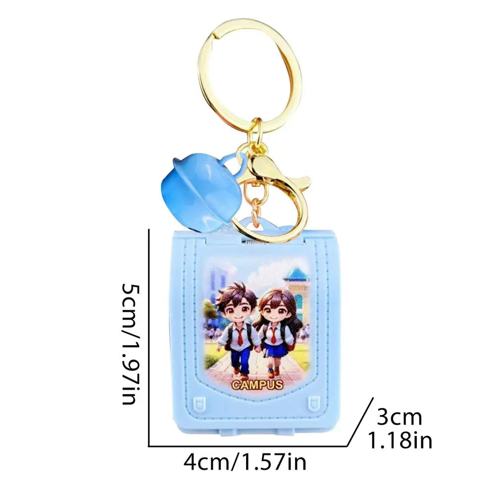 3D Book Keychain School-Theme Miniature Keyring Folding Popup Book Small School Toys Key Chain For All Ages Friends Family Zpaxo Blue China Mainland