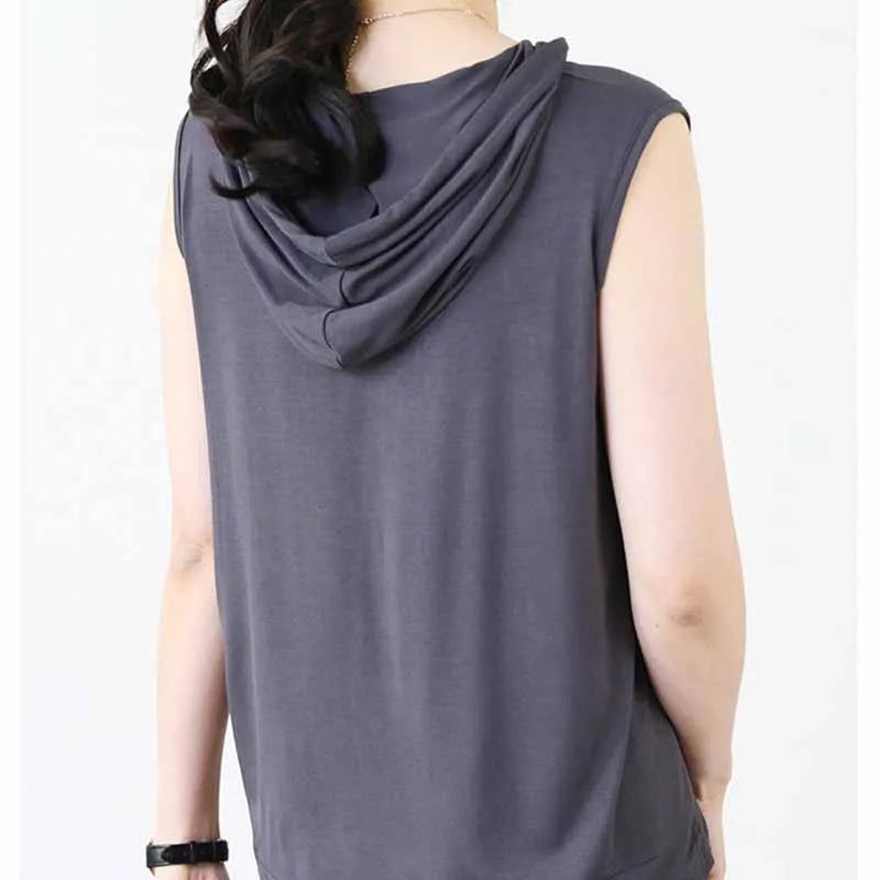 Men's Hooded Tank Top – Solid Color Sleeveless Hip Hop Vest