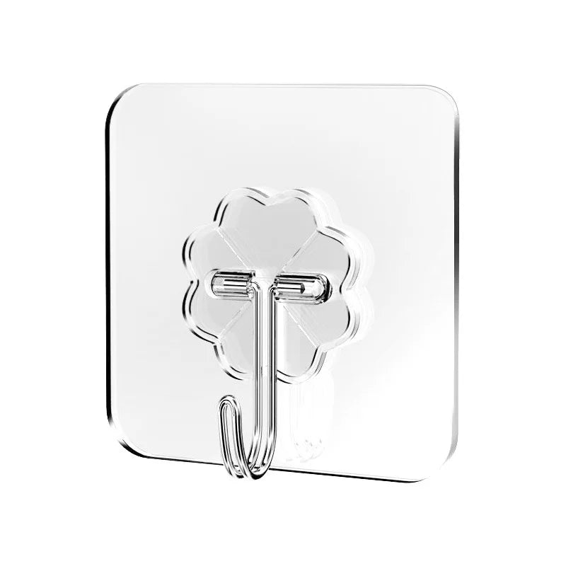10- Transparent Stainless Steel Strong Self Adhesive Hooks Key
