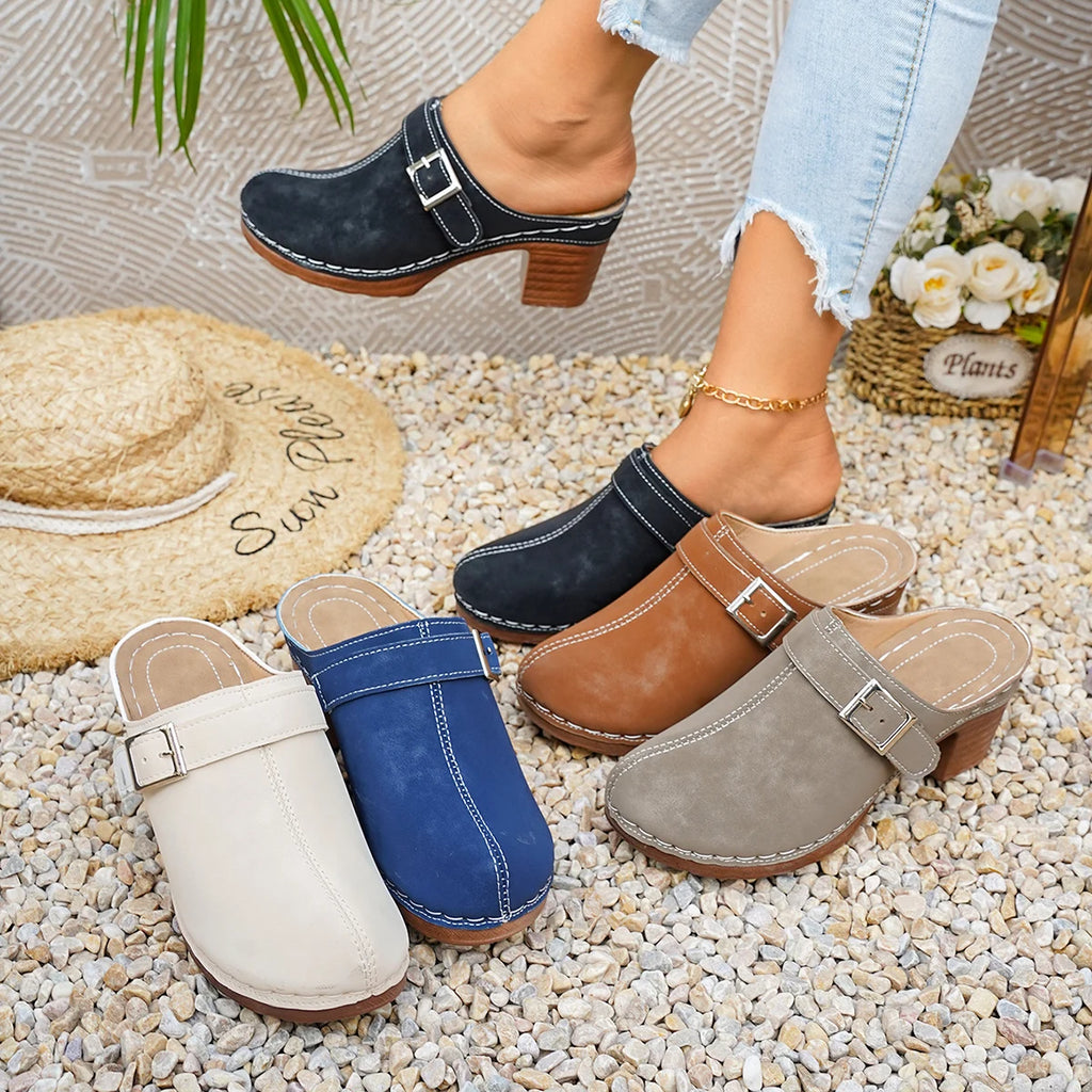 Women Sandals 2026 Summer Heels Open Toe Chunky Slippers Female Zpaxo