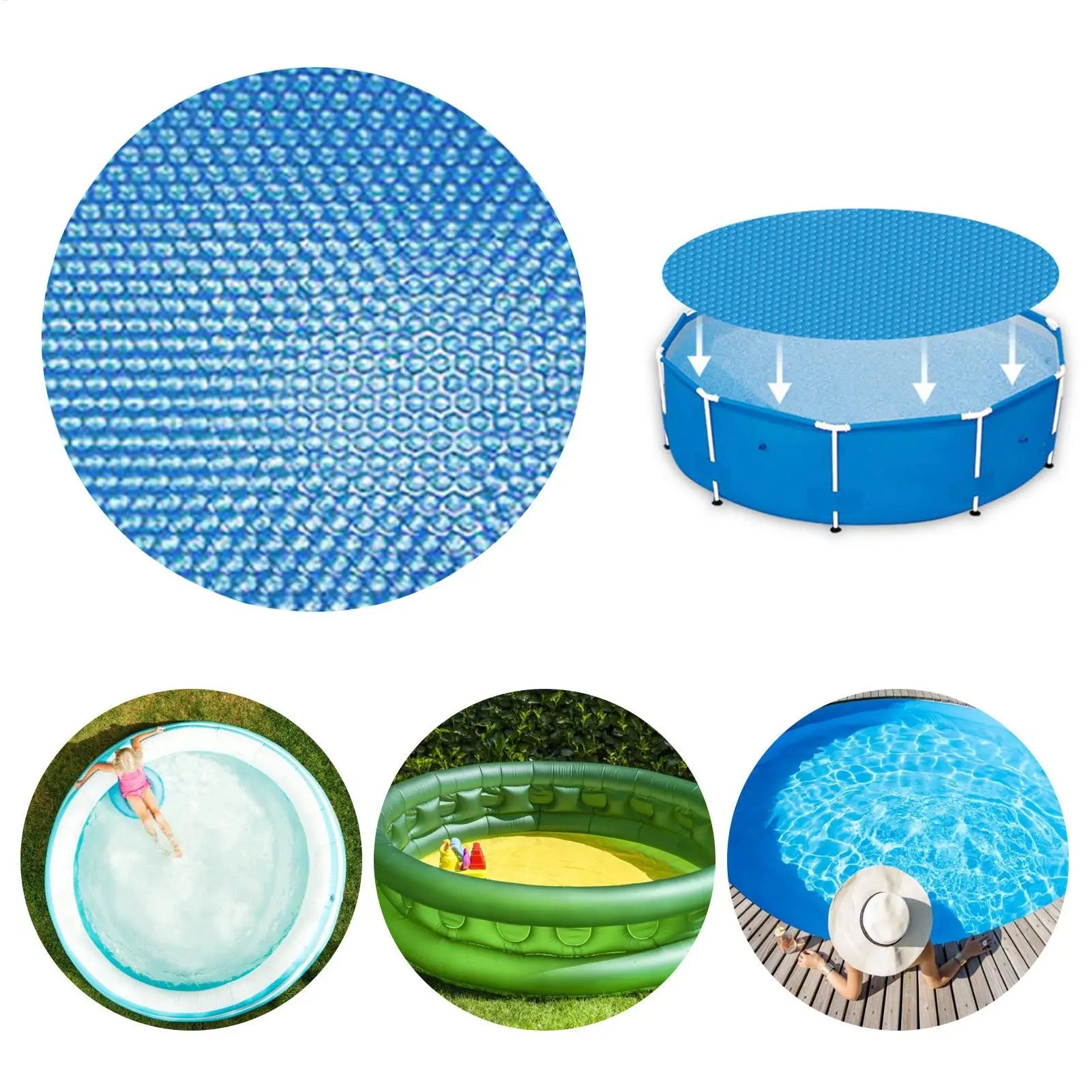 Solar Pool Cover Cuttable Round Bubble Wrap Swimming Heat Insulation