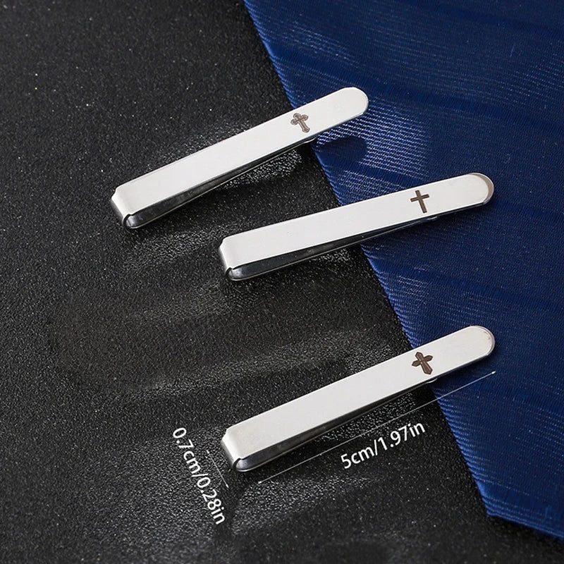 Cross Tie Clip for Men – Classic Metal Necktie Bar Pin