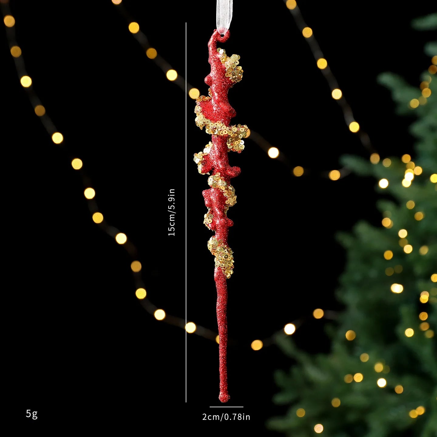 Red Glitter Christmas Pendant – Snowflake & Bow Tree Ornament