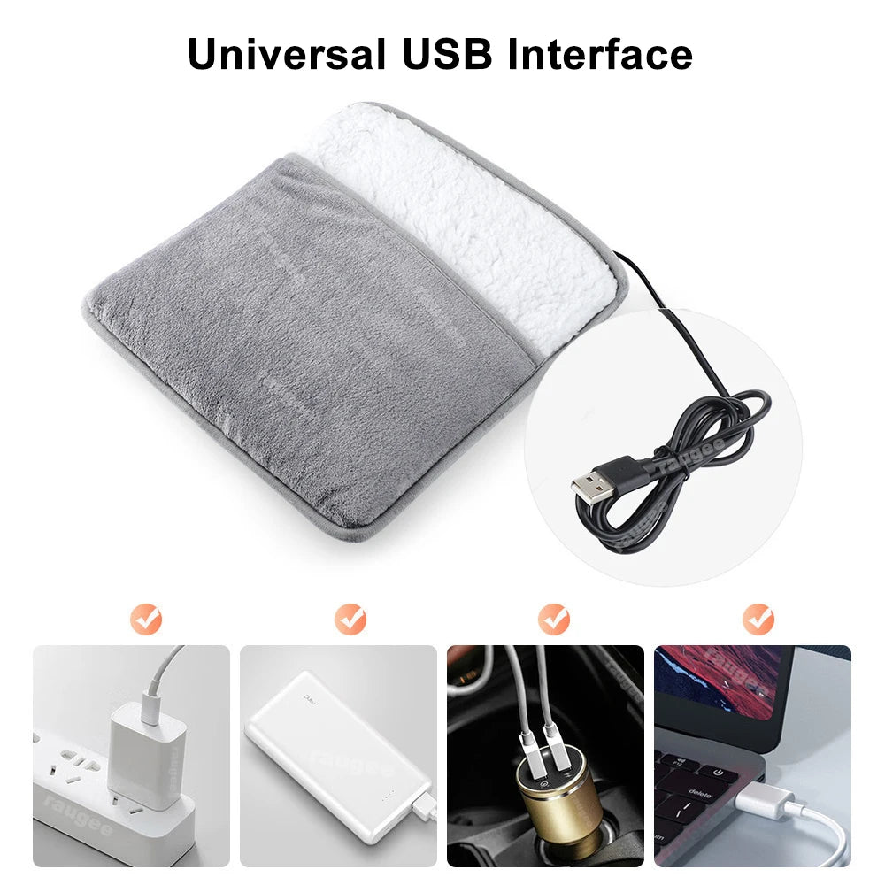 Foot Warmer Electric Heating Pad USB Soft Plush Washable Heater