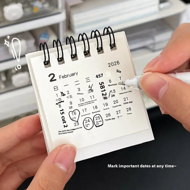 2026 Cute Mini Calendar Office Desktop Decoration Small Ornament Calendar Calendar Plan Book Zpaxo