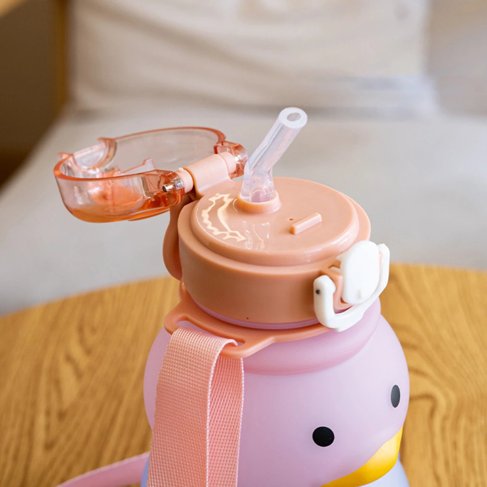 Cute Water Bottle Girls Straw Portable Children's Kawaii Duck Kettle