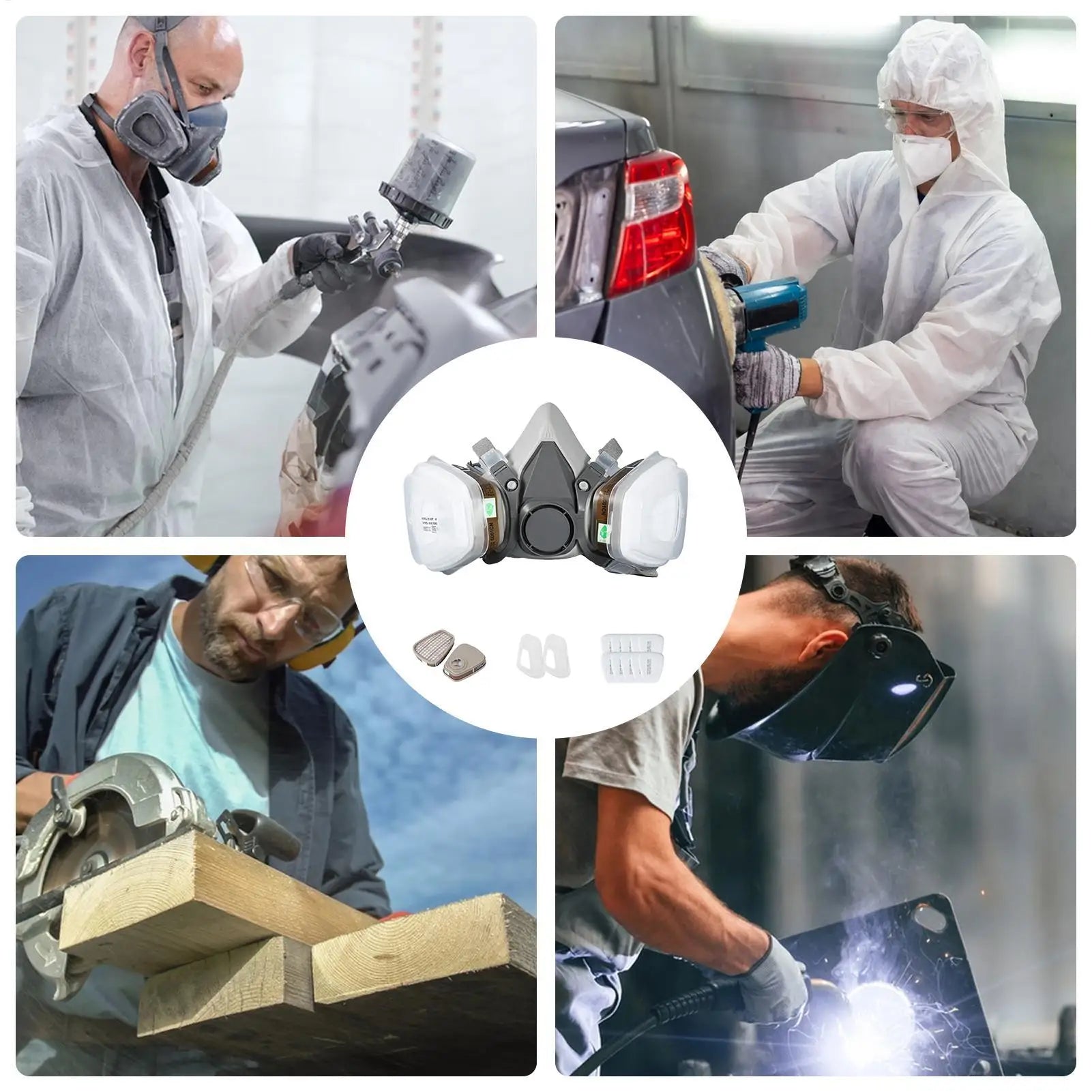 Half Face Respirator Adjustable Reusable Dustproof Mask Painting