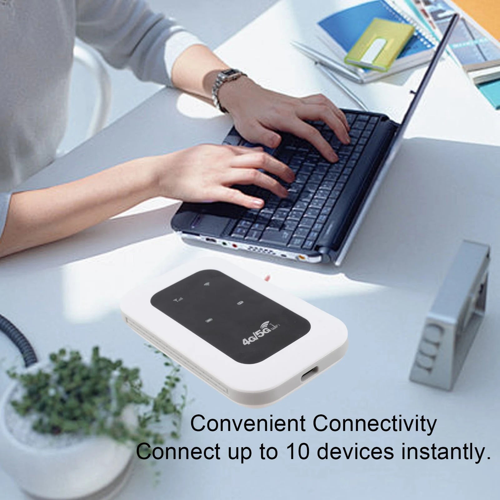 4G WiFi Hotspot 300Mbps Plug and Play Support 10 Devices Portable Travel Mobile Hotspot w/ SIM Card Slot for Campervan Motorhome Zpaxo