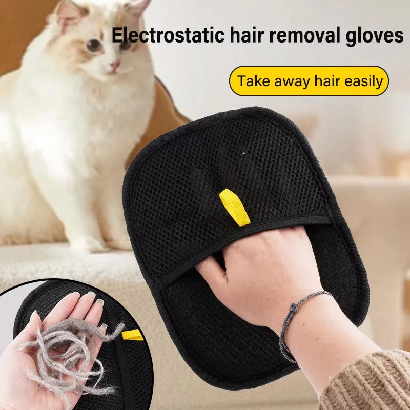 Double-Sided Reusable Pet Hair Removal Grooming Gloves