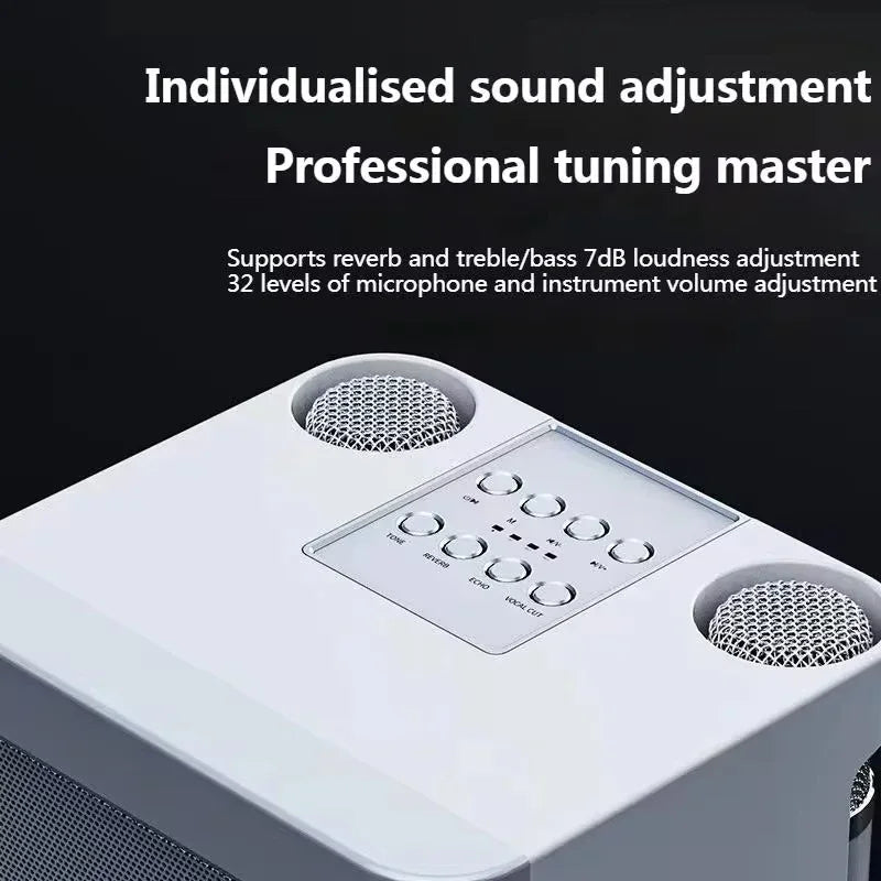 Karaoke Machine With 2 Wireless Dual Microphones Portable Boombox AUX TF Card U Disk Player Voice Changer For Party Zpaxo