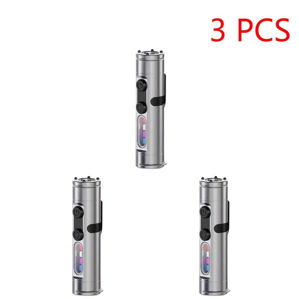 1- Mini Flashlight USB Rechargeable Aluminum Magnetic Bright LED