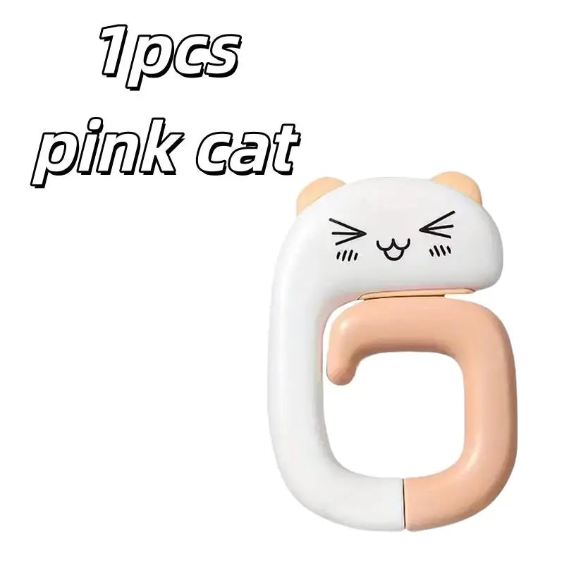 Cartoon Animal Shaped Hook – Portable Foldable for Handbags, Wallets & Backpacks, Desktop Hanger Zpaxo 1pcs pink cat