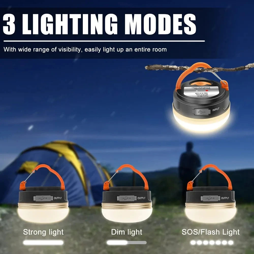 10W LED Camping Lantern USB Rechargeable 1800mAh Tent Light