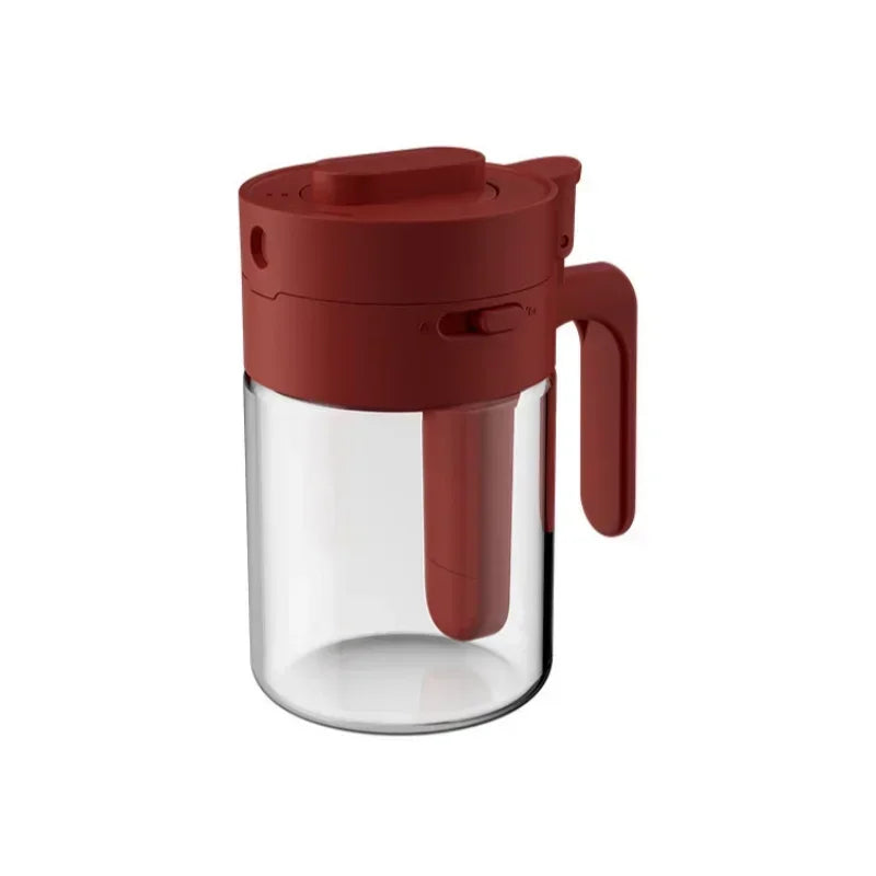 2 in 1 Household kitchen Moisture-Proof Seasoning Jar Salt Container Glass Spice Bottle Spoon separation Glass Seasoning Can liy Zpaxo wine red