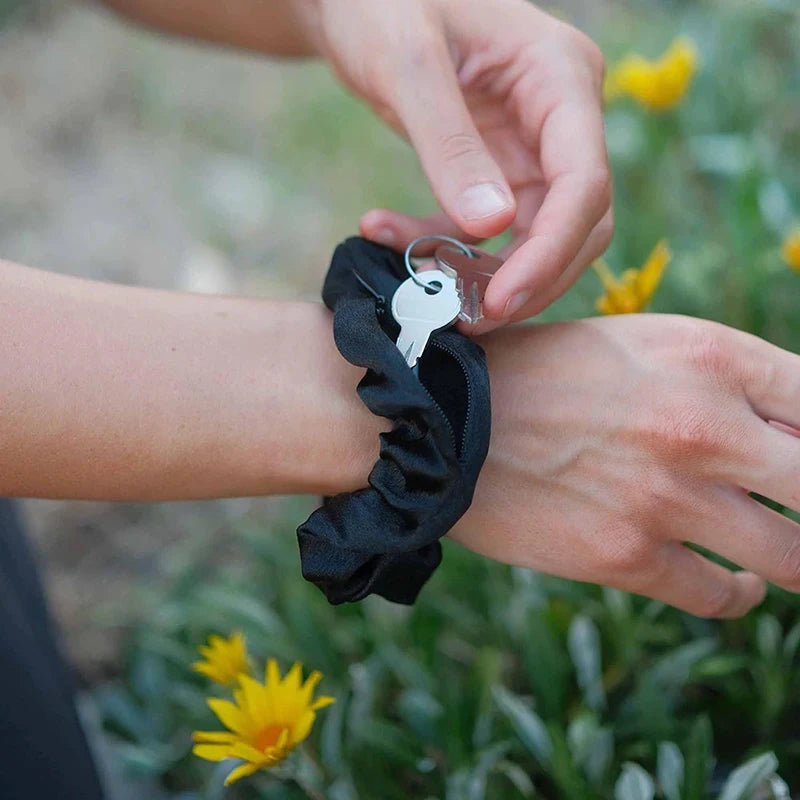 On-the-go Safekeeping Hair Tie Zipper Hide Perfect Storing Key Cash Zpaxo