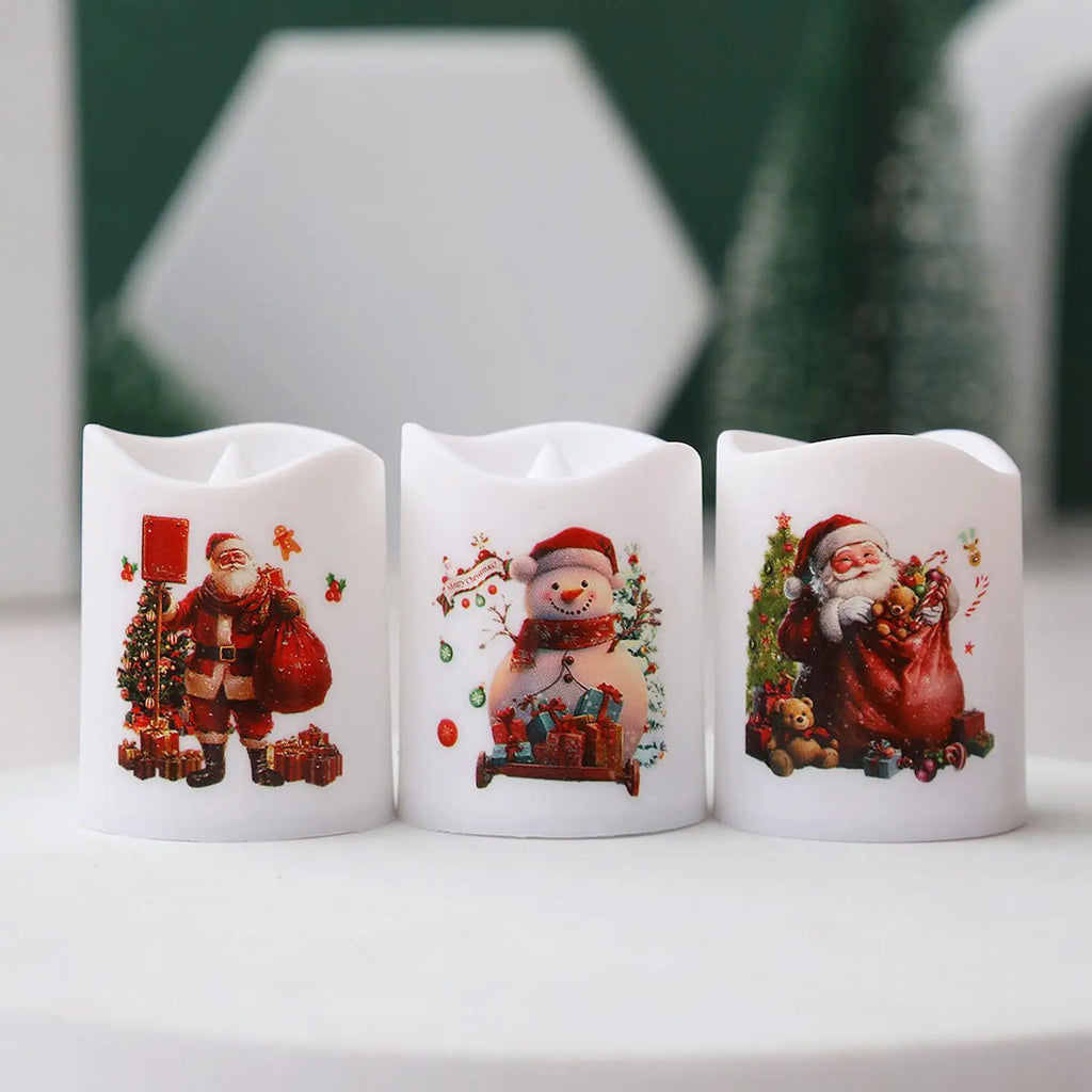 LED Christmas Candles Flameless Santa Claus Snowman Electronic Candle