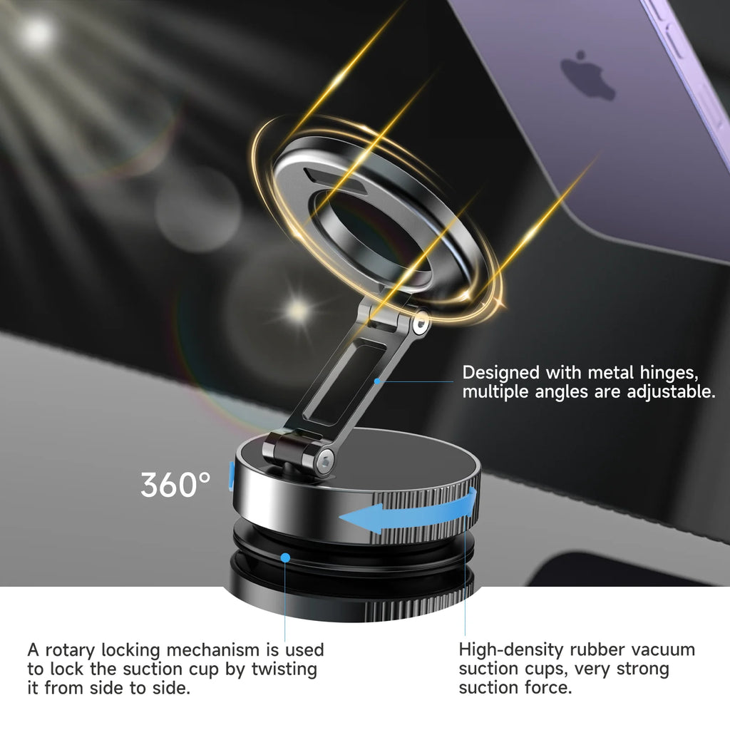 Vacuum Adsorption Car Phone Holder 360° Rotating Strong Suction Holder for Mobile Phone Desktop Live Streaming Zpaxo