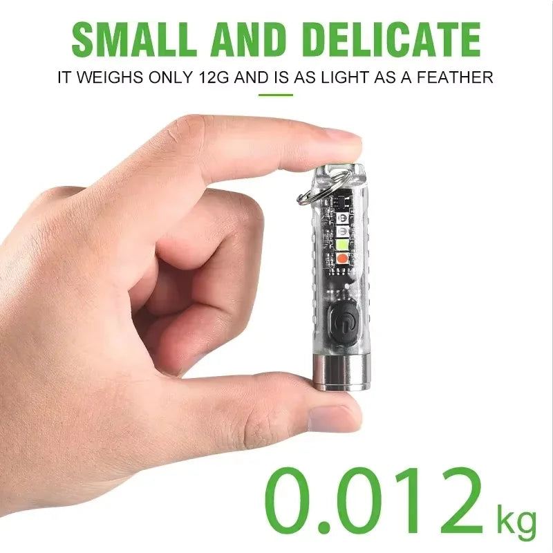 Outdoor Strong Light LED Flashlight Mini Portable Keychain USB