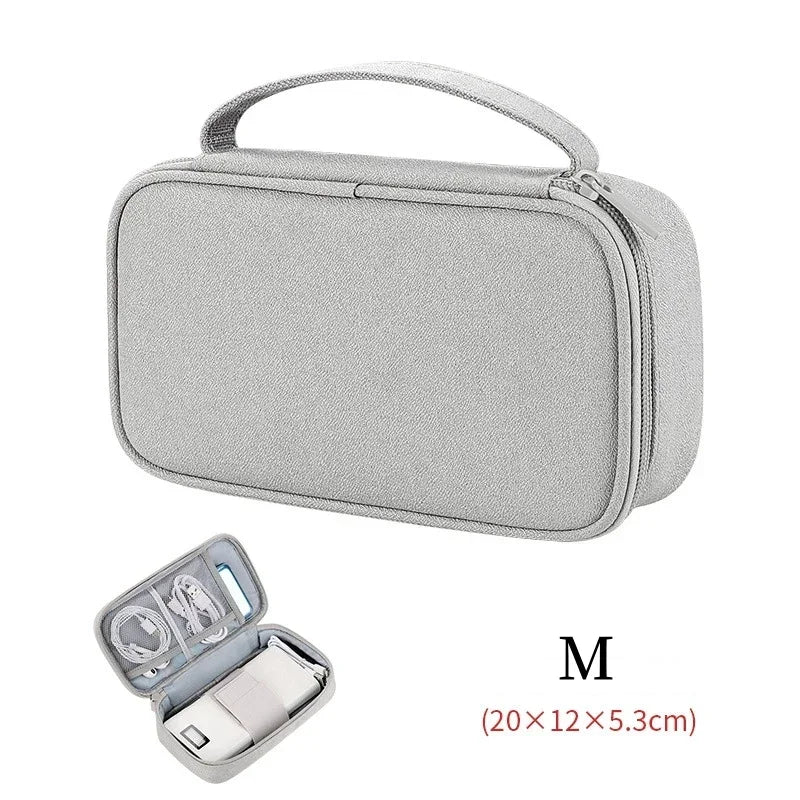 Large Size Travel Organizer Bag Cable Storage Organizers Pouch Carry Case Portable Waterproof Storage Bags for Cable Cord Zpaxo Grey M