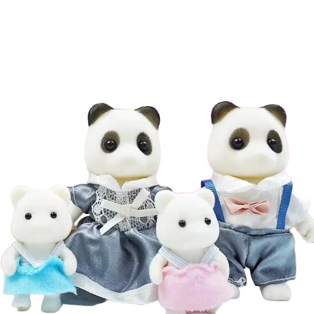Simulation Forest Rabbit Family Doll Plush Toys Dollhouse Figures DIY Zpaxo Panda Family