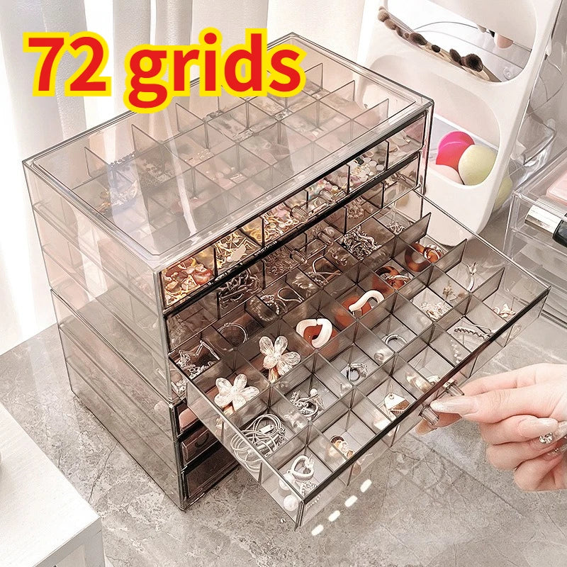 Earring earring storage box, jewelry storage box, 5 drawers transparent jewelry display rack, with 120 small lattice jewelry box Zpaxo