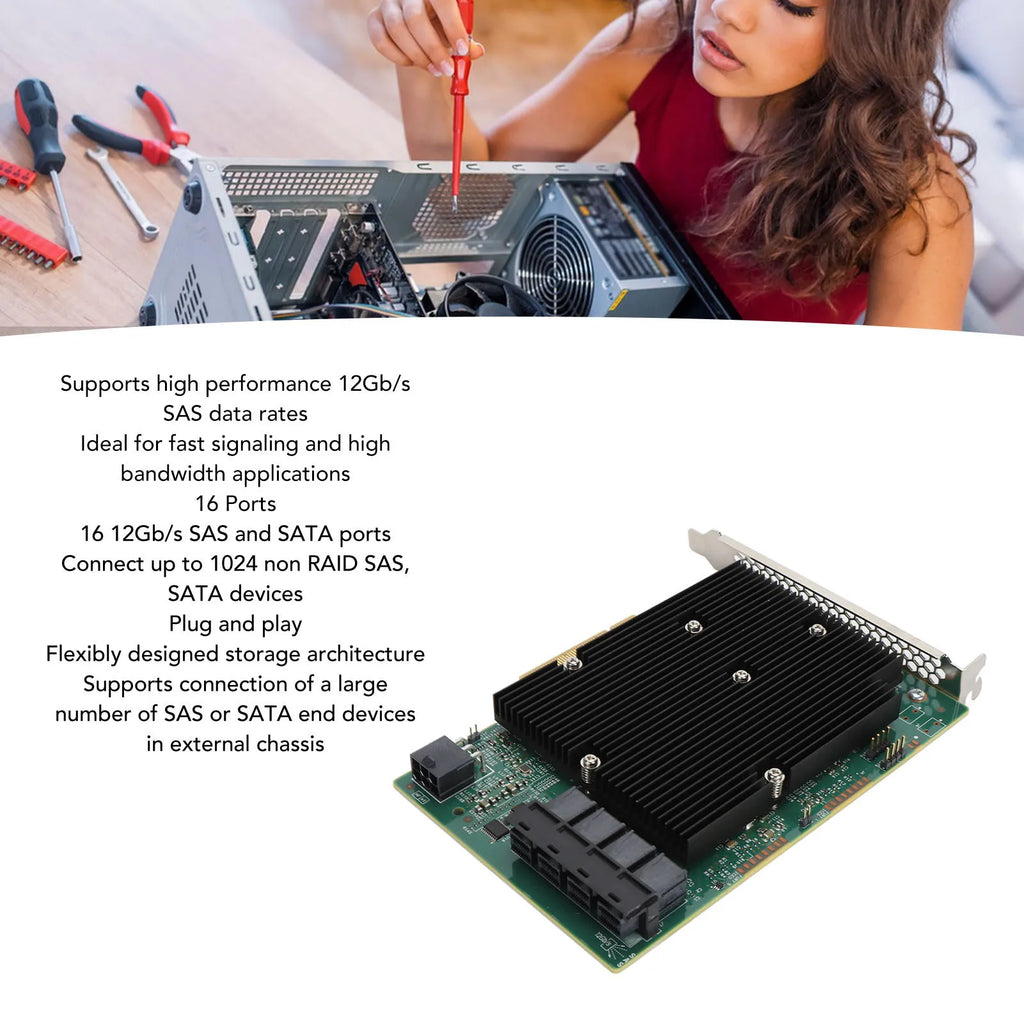 LSI SAS 9300 16I HBA Card 12Gbps 16 SATA SAS Port HBA Controller Card for Windows for Linux for VMware for FreeBSD Zpaxo