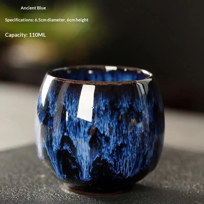 Ceramic Kung Fu Tea Set Made From Kiln Transformed Tea Cups, Tianmu Glazed Cups, Tasting Cups, Egg Shaped Small Tea Bowls Zpaxo