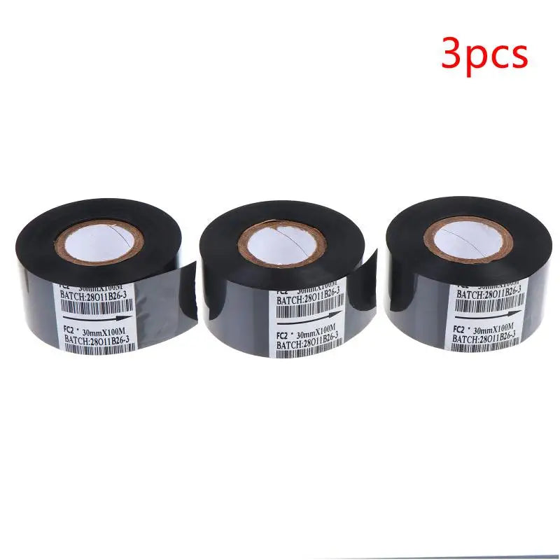 FC2 100m Black Thermal Printing Ribbon Stamping Machine Printer Ink Zpaxo 3Pcs