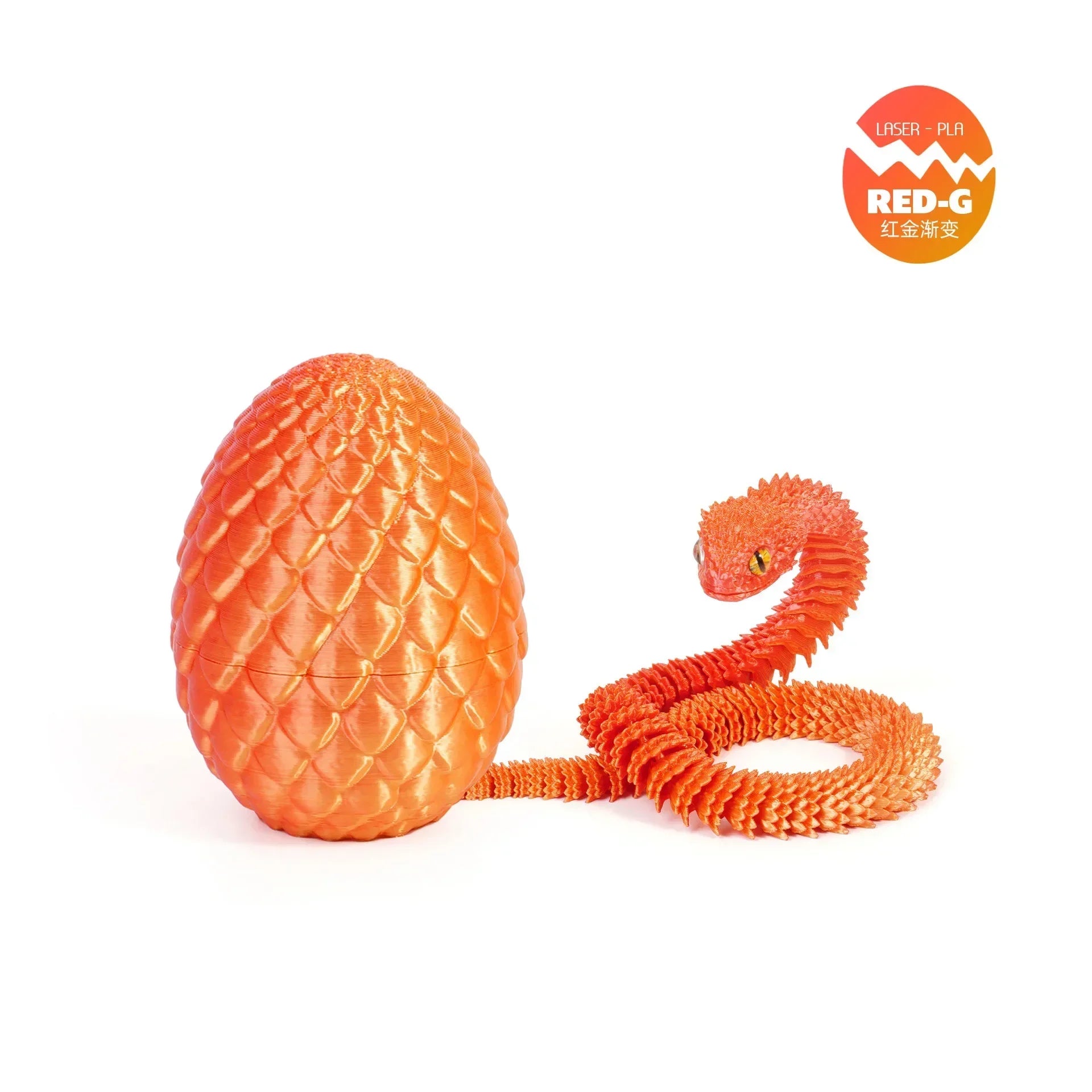 3D Printed Articulated Crystal Snake in Dragon Egg | Desk Ornament 3D Printed Figurine Zpaxo D as picture