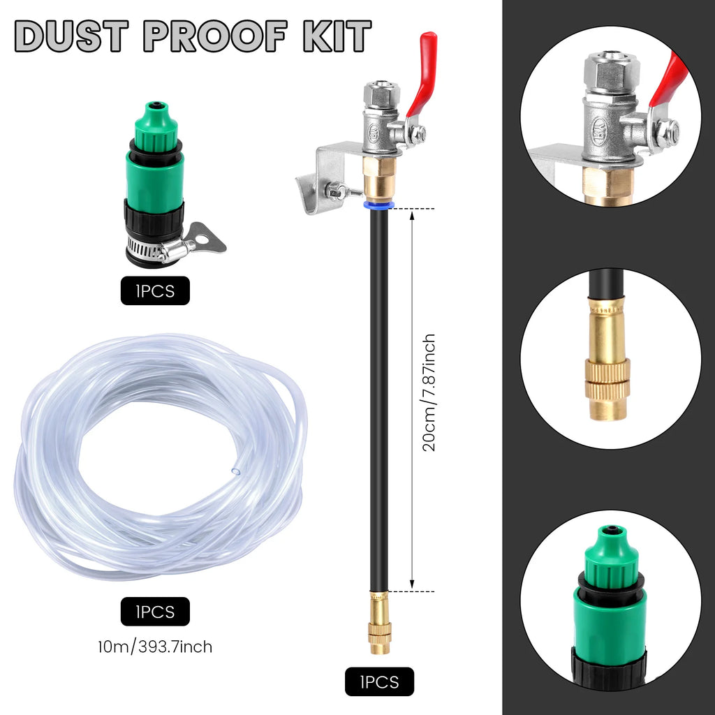 Dust Control Cutting Misting System with Universal Joint Water Nozzle Pipe Aluminum Spray System for Angle Grinder Sprinkler Zpaxo black 20cm set